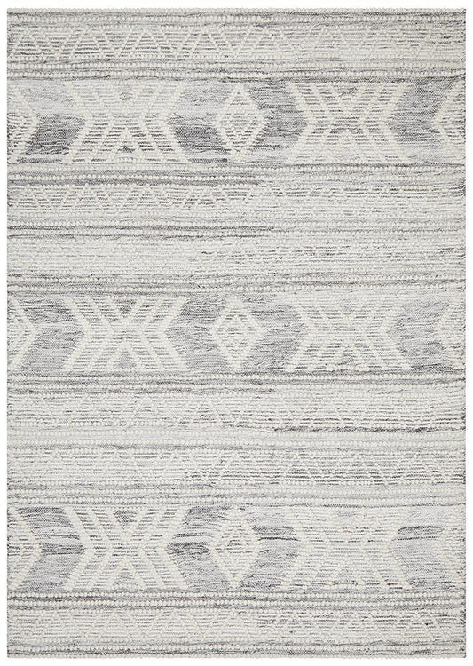 Zena Tribal Grey & White Patterned Rug