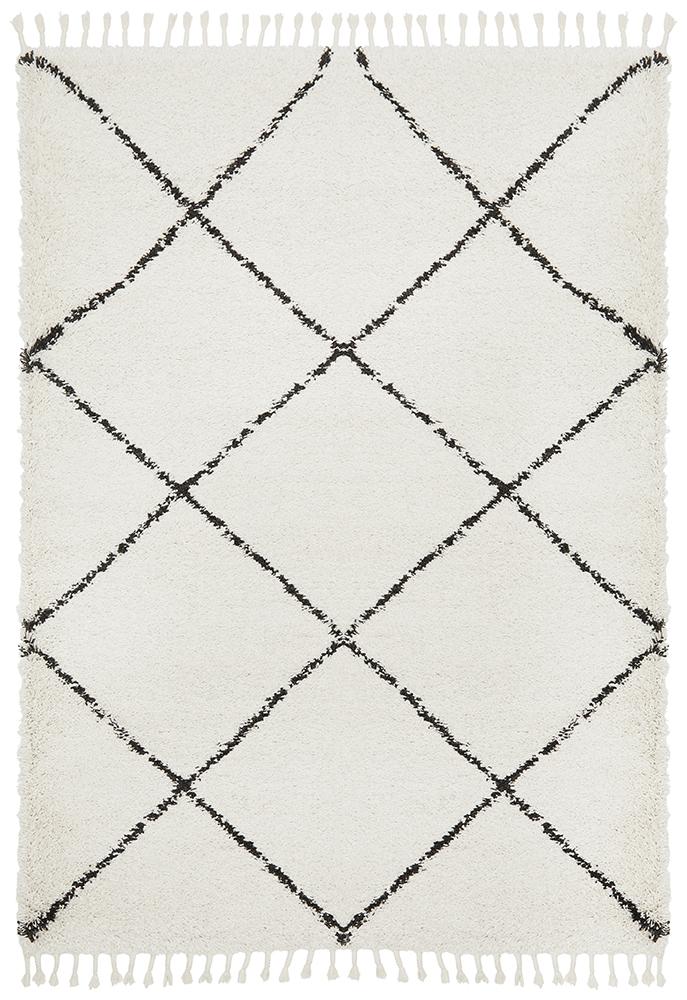 Black and shop white diamond rug