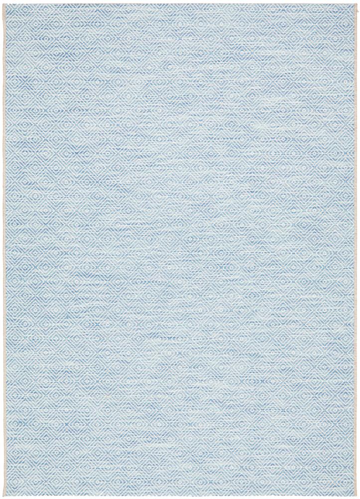 Milly Outdoor Blue & White Diamond Pattern Rug Rug Envy