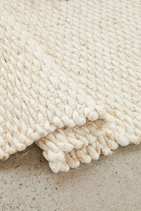 Thumbnail for Indi Hive White Jute Modern Hand Loomed Rectangle Rug