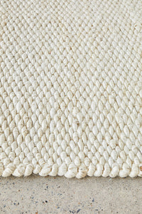 Thumbnail for Indi Hive White Jute Modern Hand Loomed Rectangle Rug