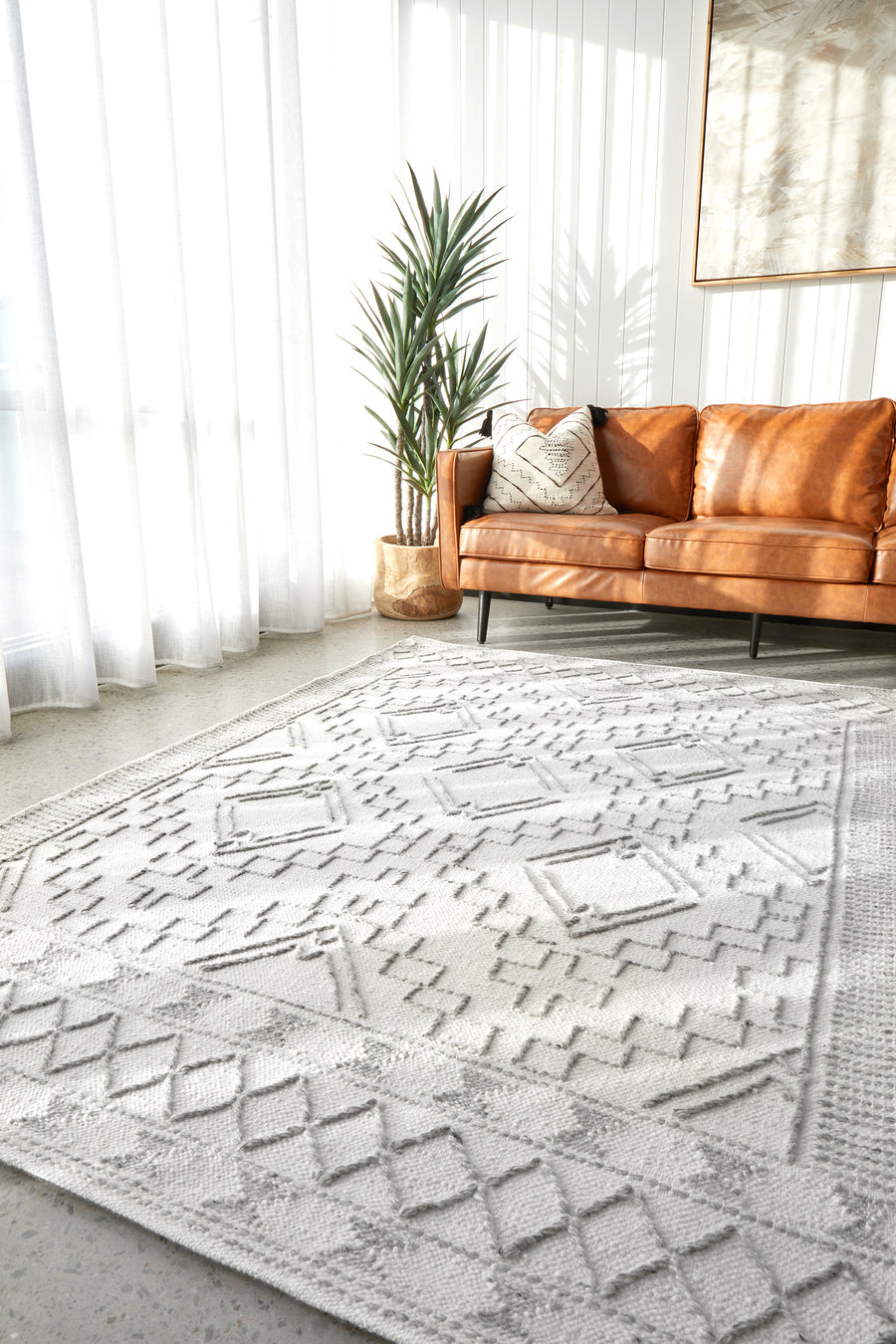 Kenya Tribal Ivory & Grey Wool Rug