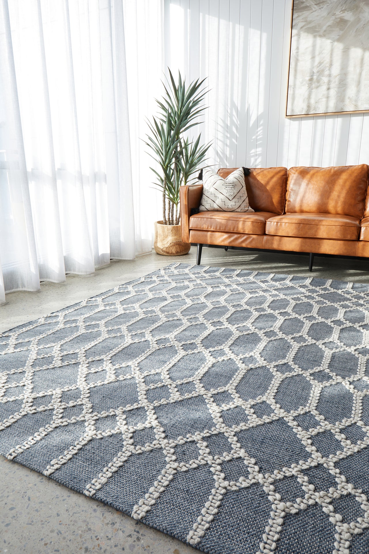 Nellie Tribal Blue & Ivory Rug