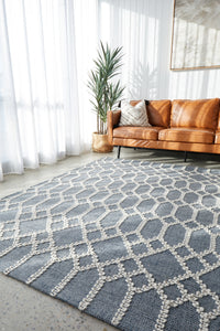 Thumbnail for Nellie Tribal Blue & Ivory Rug