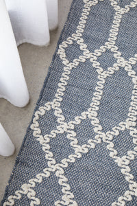 Thumbnail for Nellie Tribal Blue & Ivory Rug