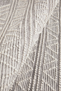 Thumbnail for Zena Tribal Light Grey & White Wool Rug
