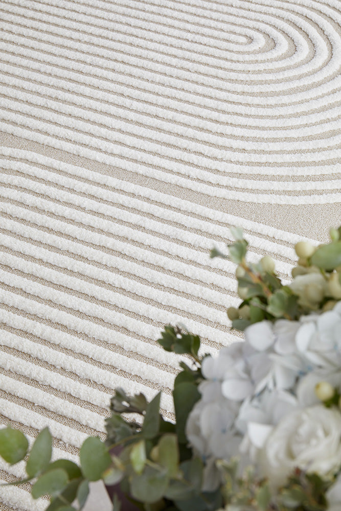Lotus Abbey Beige and Ivory Modern Arch Pattern Hallway Runner Rug