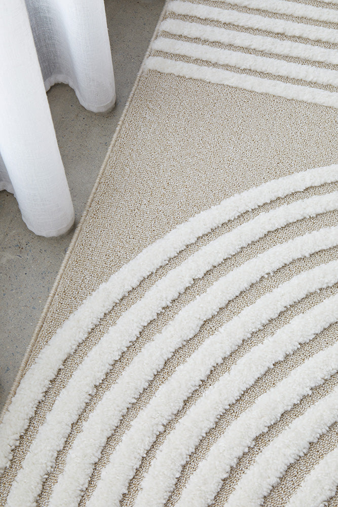 Lotus Abbey Beige and Ivory Modern Arch Pattern Hallway Runner Rug