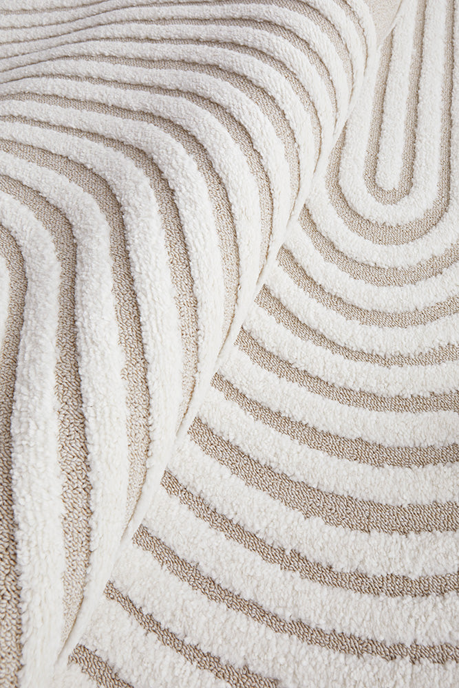 Lotus Abbey Beige and Ivory Modern Arch Pattern Hallway Runner Rug