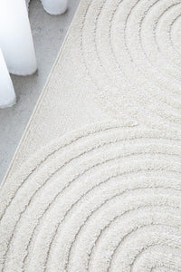 Thumbnail for Lotus Abbey White Modern Arch Pattern Hallway Runner Rug