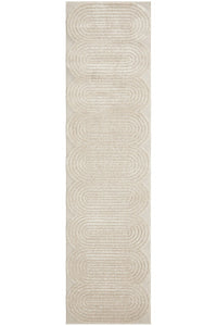 Thumbnail for Lotus Carl Beige Modern Curved Oval Pattern Hallway Runner Rug