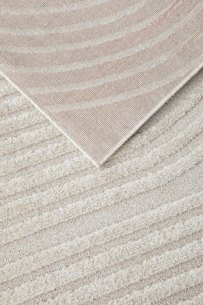 Lotus Carl Beige Modern Curved Oval Pattern Hallway Runner Rug