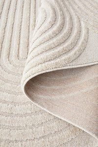 Thumbnail for Lotus Carl Beige Modern Curved Oval Pattern Hallway Runner Rug