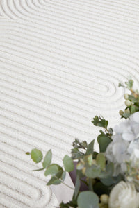 Thumbnail for Lotus Carl White Modern Curved Oval Pattern Hallway Runner Rug