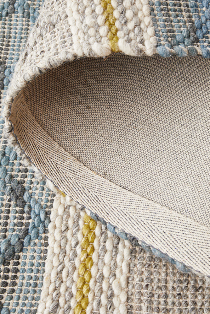 Miller Natural and Blue Modern Textured Wool Blend Rug – Rug Envy