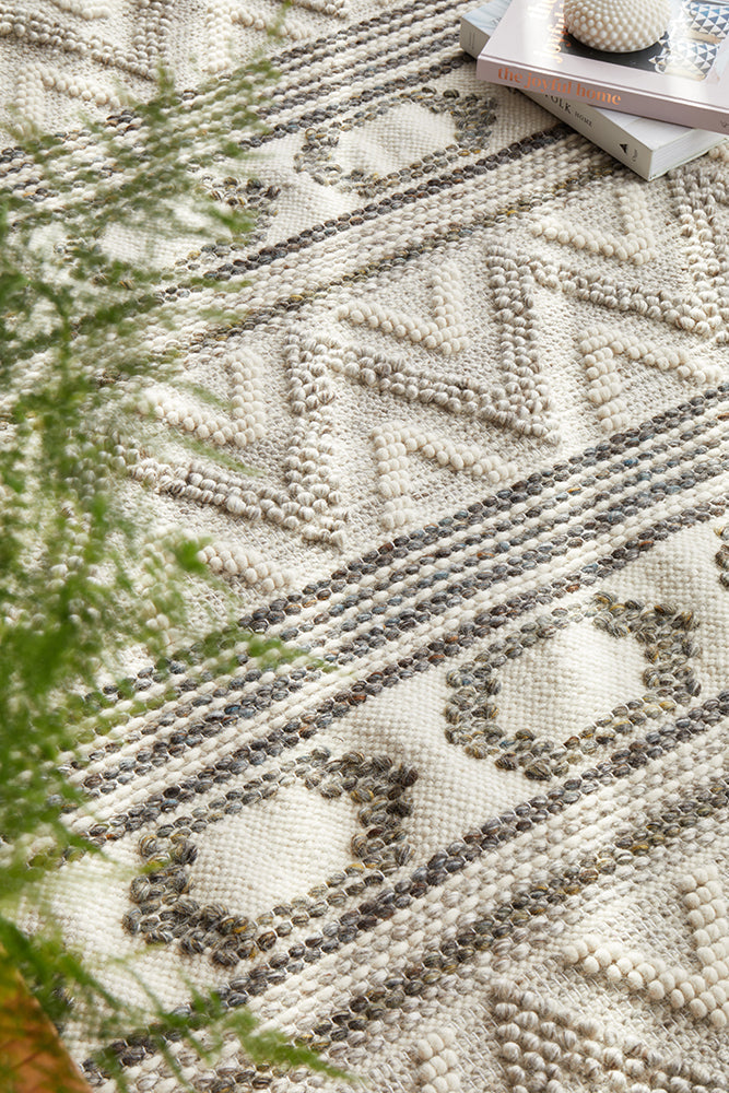 Miller Natural and Grey Modern Textured Pattern Wool Blend Rug – Rug Envy