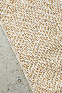 Thumbnail for Patio Misty Cream Natural Modern Indoor Outdoor Geometric Patterned Flatweave Hallway Runner Rug