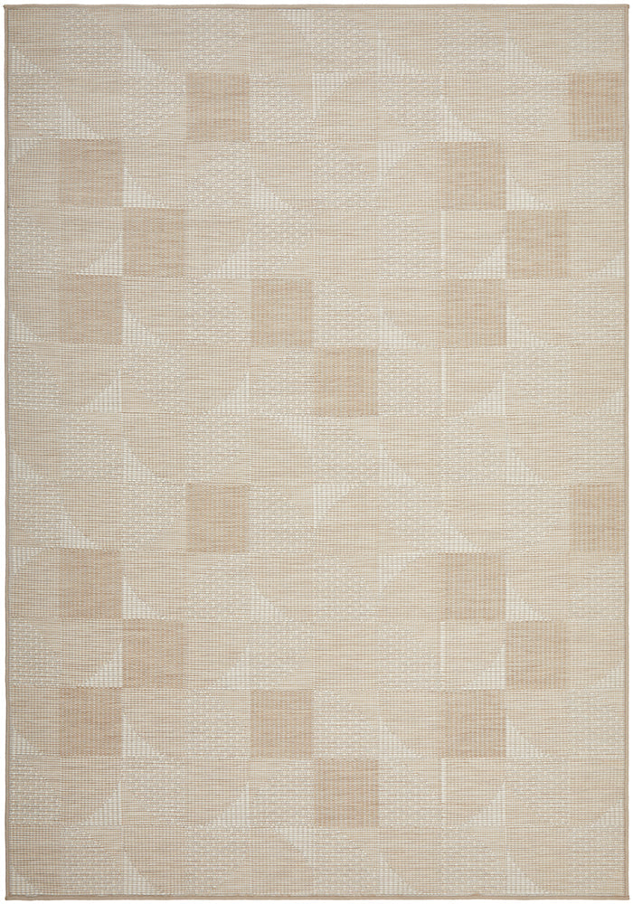 Patio Selin Cream Natural Modern Indoor Outdoor Geometric Patterned Flatweave Rug