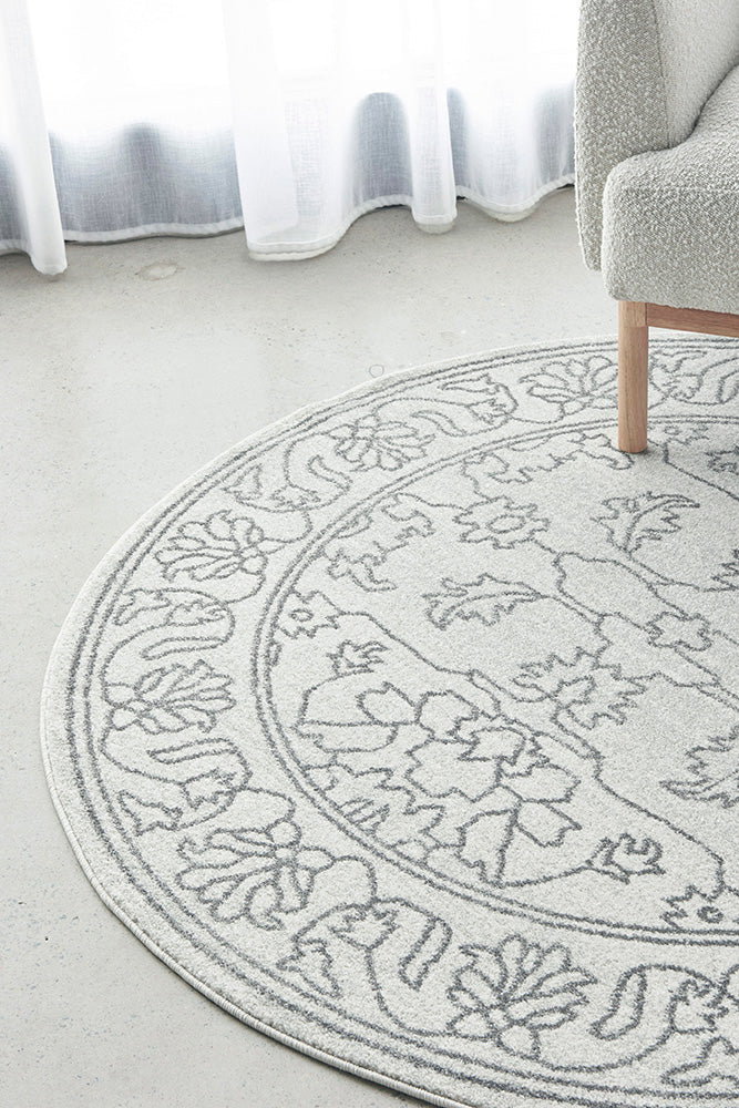 Bjorn Paradise Grey Two-Tone Modern Round Rug