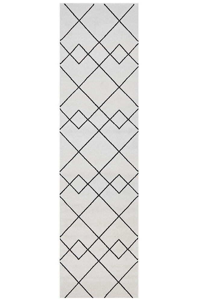 Diego Paradise Cream & Charcoal Modern Hallway Runner Rug