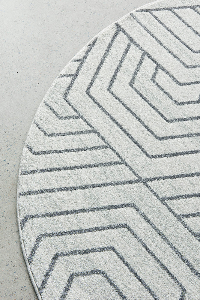 Esther Paradise Cream Grey Modern Round Rug