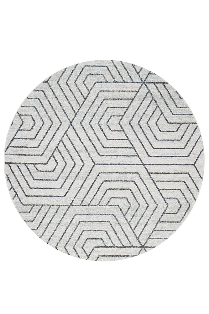 Esther Paradise Cream Grey Modern Round Rug