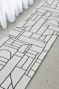 Thumbnail for Fleur Paradise Cream & Black Lines Modern Hallway Runner Rug