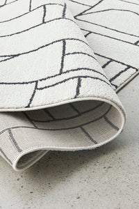 Thumbnail for Fleur Paradise Cream & Black Lines Modern Hallway Runner Rug