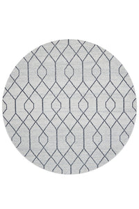Thumbnail for Hailey Paradise Cream & Grey Line Pattern Modern Round Rug