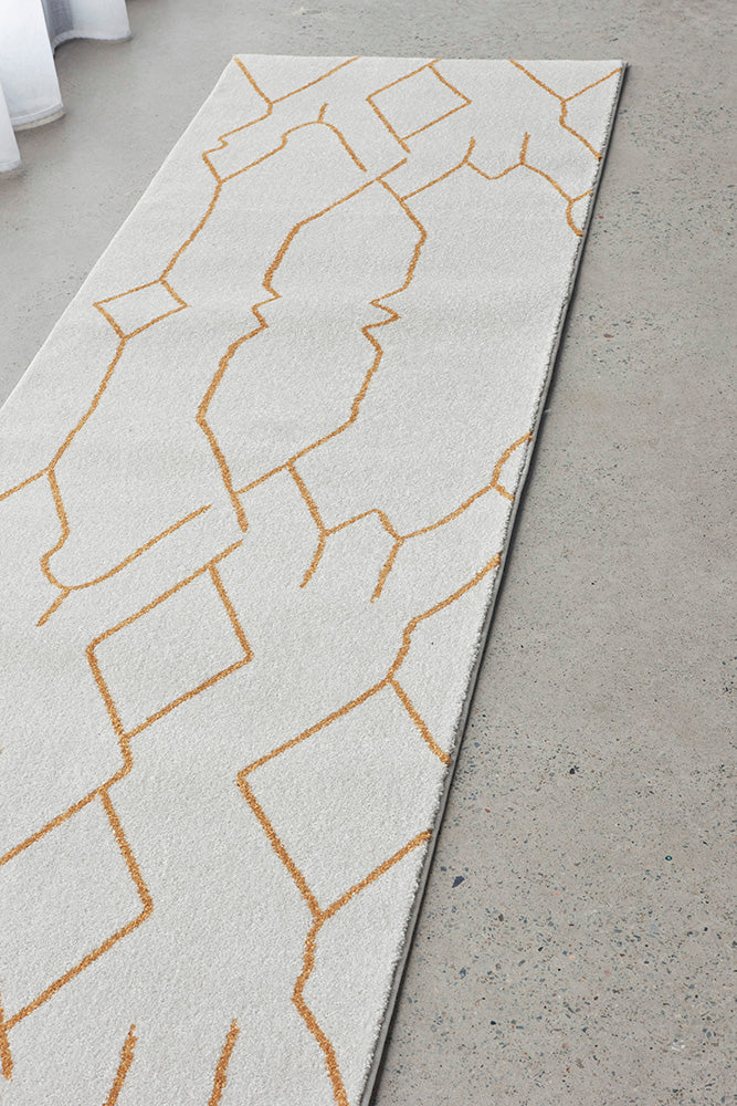 Ivy Paradise Cream & Gold Modern Abstract Hallway Runner Rug