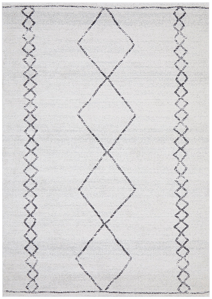 Kylie Paradise Cream & Grey Modern Diamond Tribal Pattern Rug