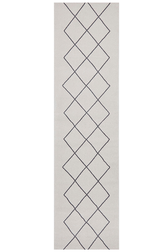 Lola Paradise Cream & Grey Modern Diamond Pattern Rug