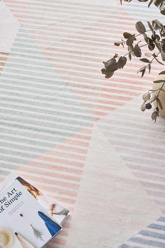 Dali Revive Pastel Multi-Colour Modern Geometric Machine Washable Polyester Rug