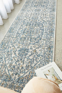 Thumbnail for Sasha Blue Transitional Hallway Runner Rug
