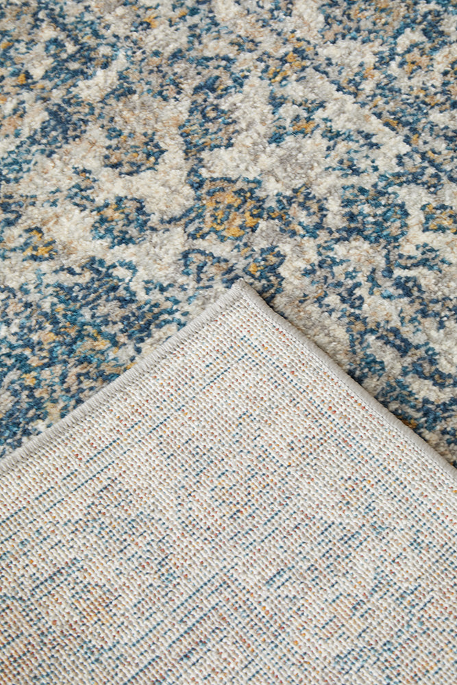 Sasha Blue Transitional Hallway Runner Rug