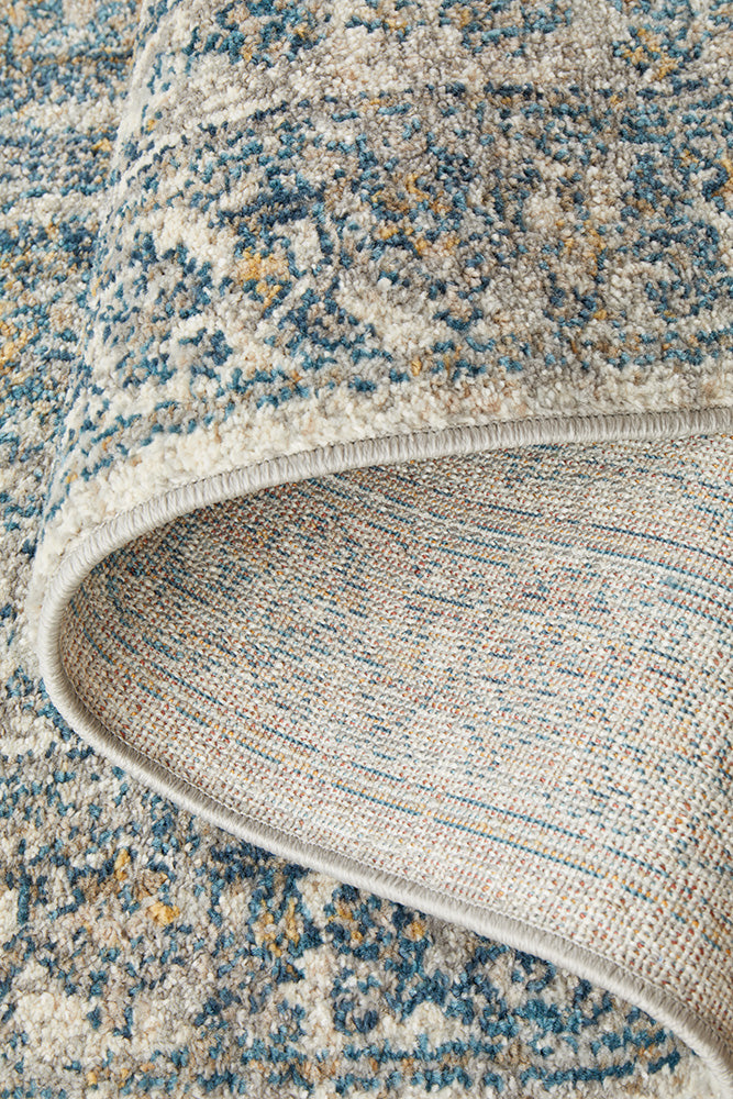 Sasha Blue Transitional Hallway Runner Rug