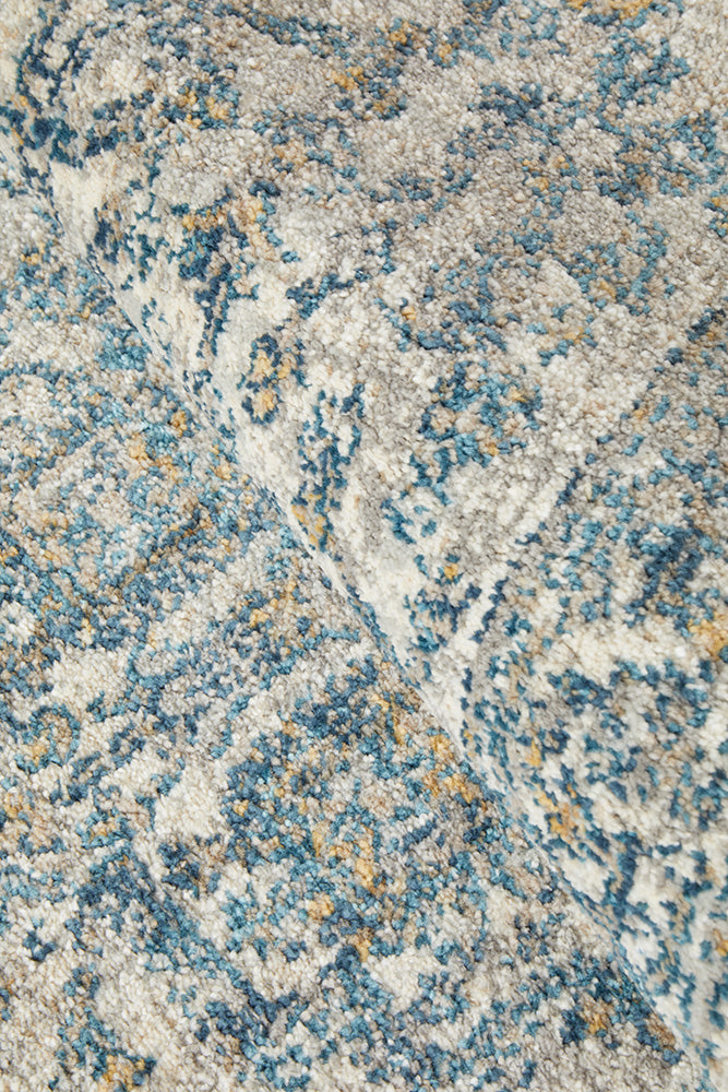 Sasha Blue Transitional Hallway Runner Rug