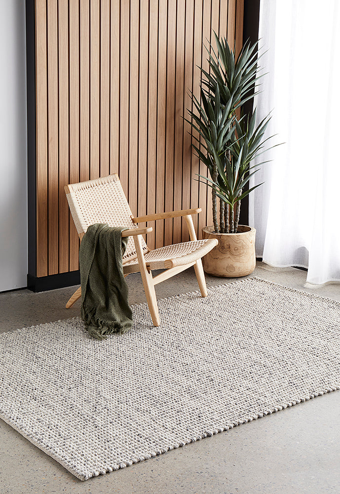 Vera Scandi Grey Wool Flatweave Felted Wool Rug