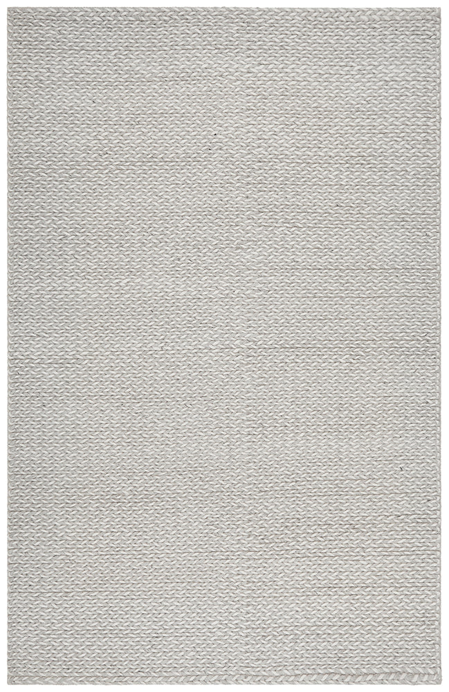 Carina Scandinavian Grey & White Hand Braided Wool Rug