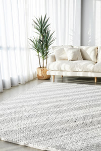 Thumbnail for Carina Scandinavian Grey & White Hand Braided Wool Rug