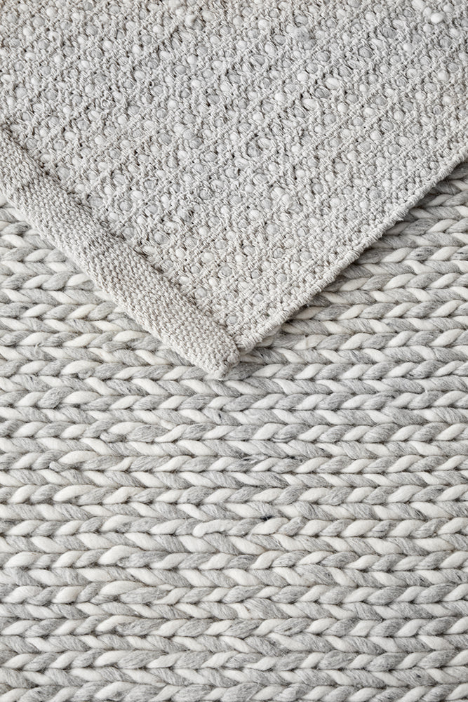 Carina Scandinavian Grey & White Hand Braided Wool Rug