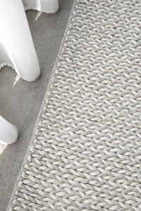Thumbnail for Carina Scandinavian Grey & White Hand Braided Wool Rug