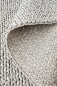 Thumbnail for Carina Scandinavian Grey & White Hand Braided Wool Rug