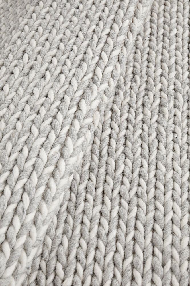 Carina Scandinavian Grey & White Hand Braided Wool Rug