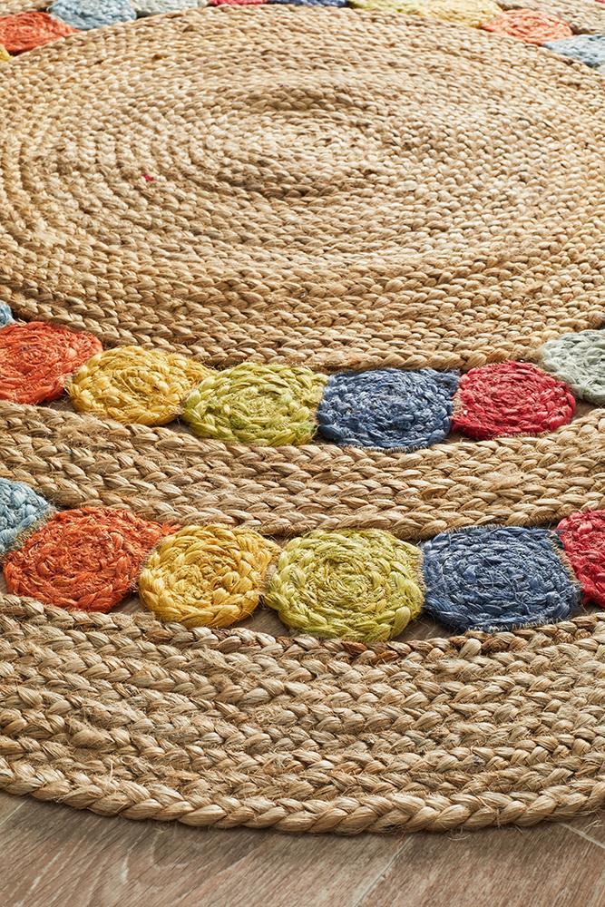 Amelia Multi-Colour Jute Round Rug