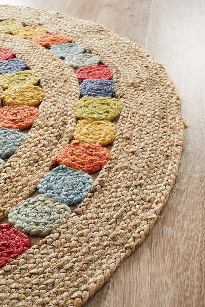 Amelia Multi-Colour Jute Round Rug