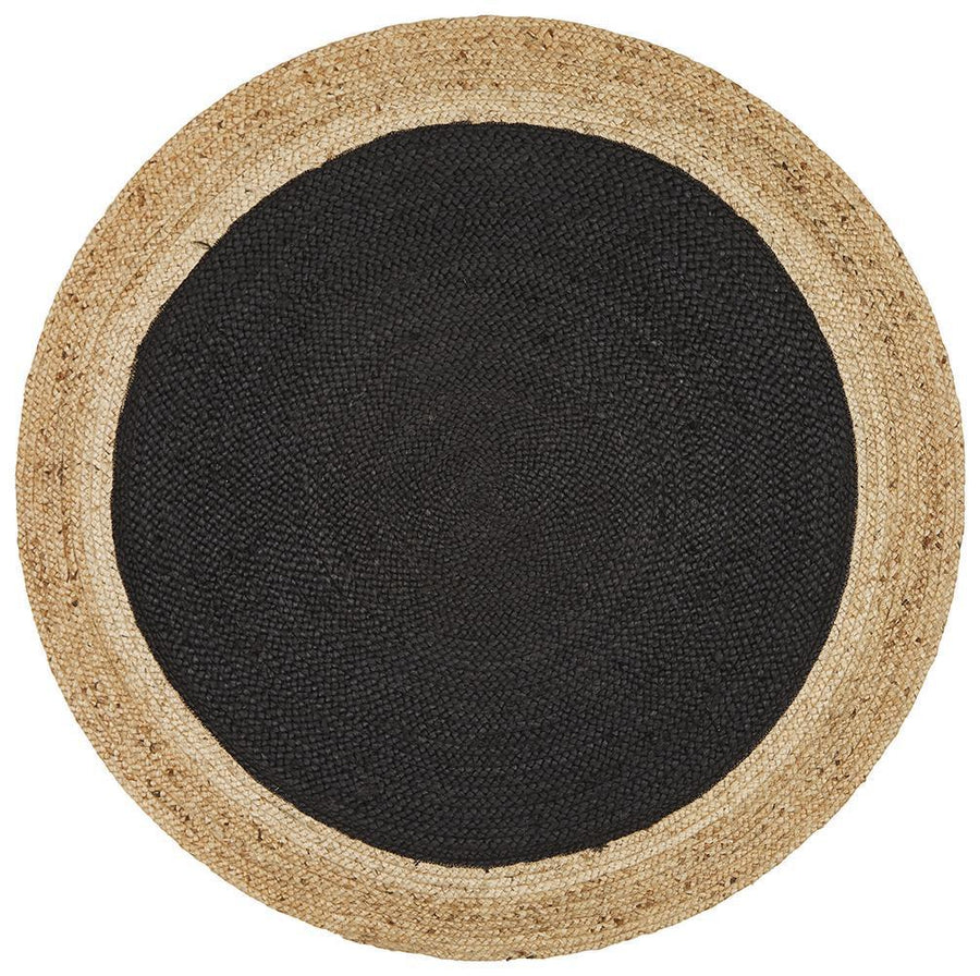 Serena Black Jute Round Rug