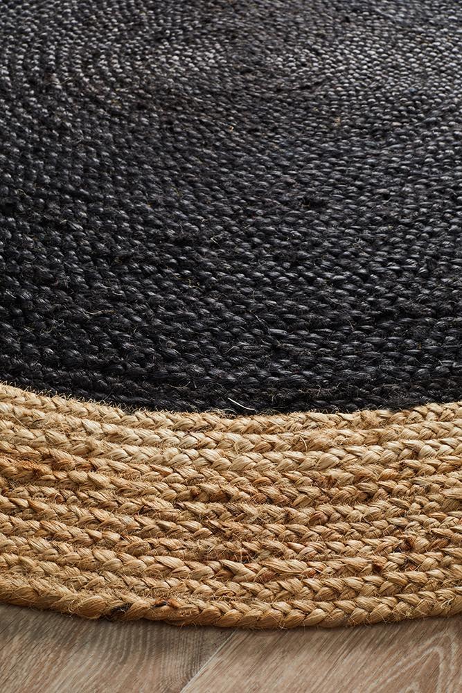 Serena Black Jute Round Rug
