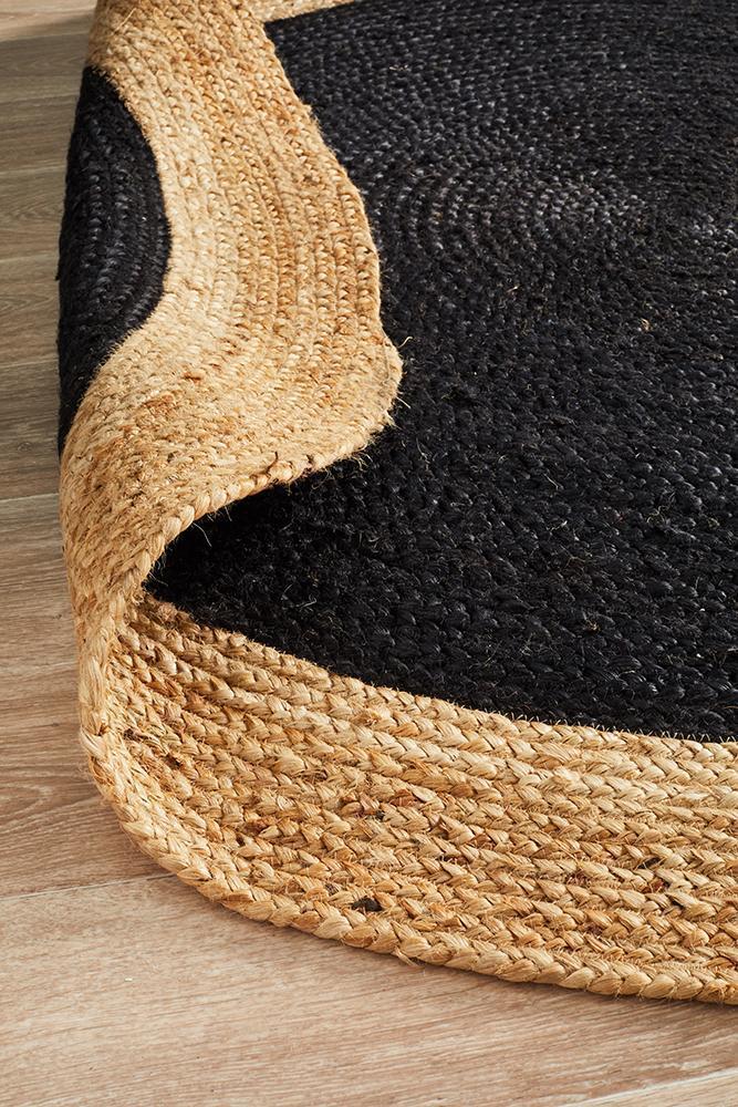 Serena Black Jute Round Rug