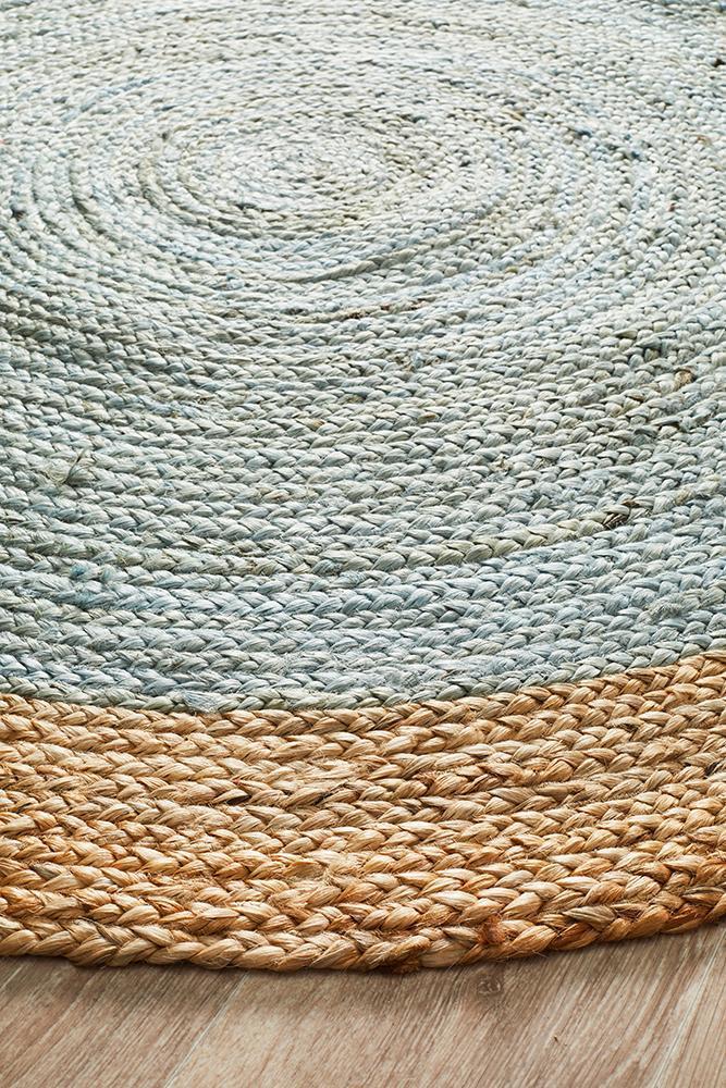 Serena Blue Jute Round Rug